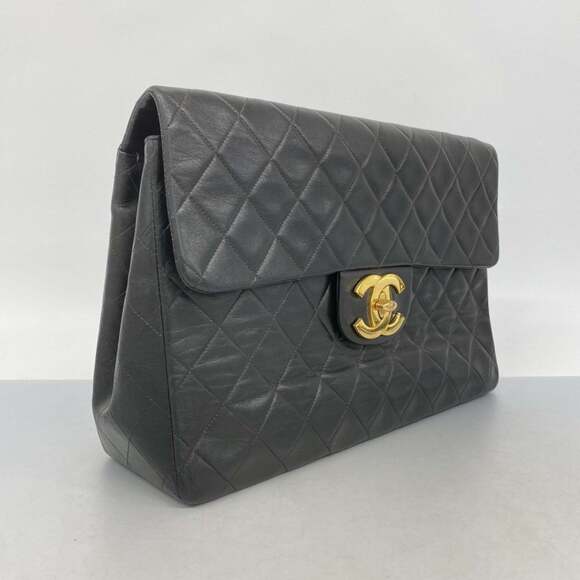 Chanel Shoulder Bag, Large Matelasse, Double Chain, Lambskin, Black, Women's - Picture 2 of 16